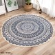 Boho Round Tufted Rug Cotton Woven Print Tassels Throw Rugs