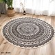 Boho Round Tufted Rug Cotton Woven Print Tassels Throw Rugs