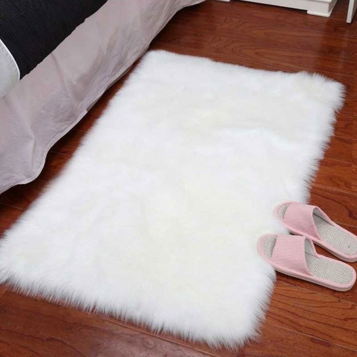 White Plush Floor Mat