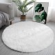 White Round Silky Floor Mat