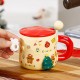 Christmas Ceramic Mug with Spoon and Lid