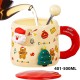 Christmas Ceramic Mug with Spoon and Lid