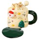 Christmas Designed Ceramic Mug with Spoon and Lid