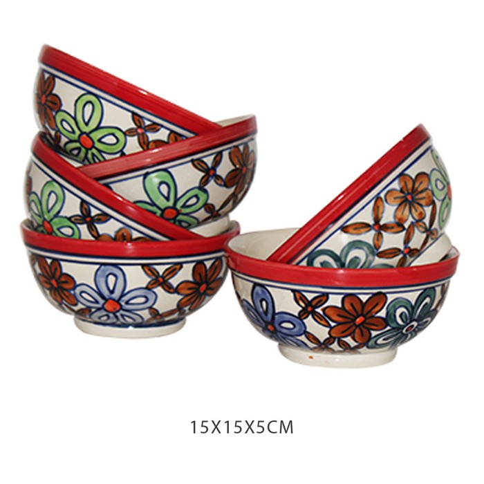 Porcelain Indian Multicolored Flower Design Bowl