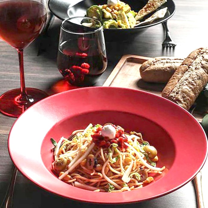 Red Ceramic Pasta Plate