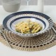 Ceramic Pasta Plate White and Blue