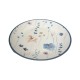 Ceramic Floral Plate with Blue Edge