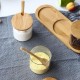 Glass Transparent Spice Containers with Bamboo Lids and Wooden Spoons