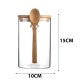 Glass Jar with Wood Cover Silicone seal and Spoon