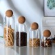 Transparent Glass Jar with Round Ball Cork Lid