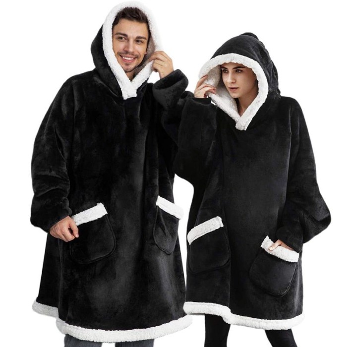 Unisex Fleece Hoodie Blanket with Two Pockets