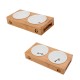 Pet Ceramic Double Bowl with Bamboo Stand