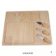 Rectangular Wooden Cheese Divided Plate with its Knife and Fork Accessories