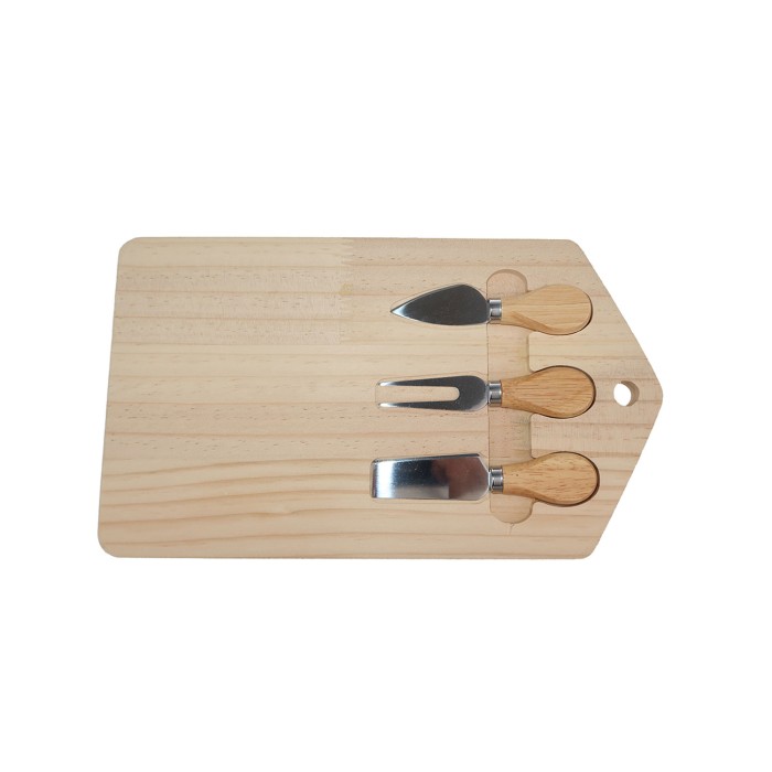 Cheese Rectangular Wooden Plate Including Accessories