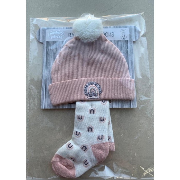 Baby Hat+ Socks set. Knee-length socks