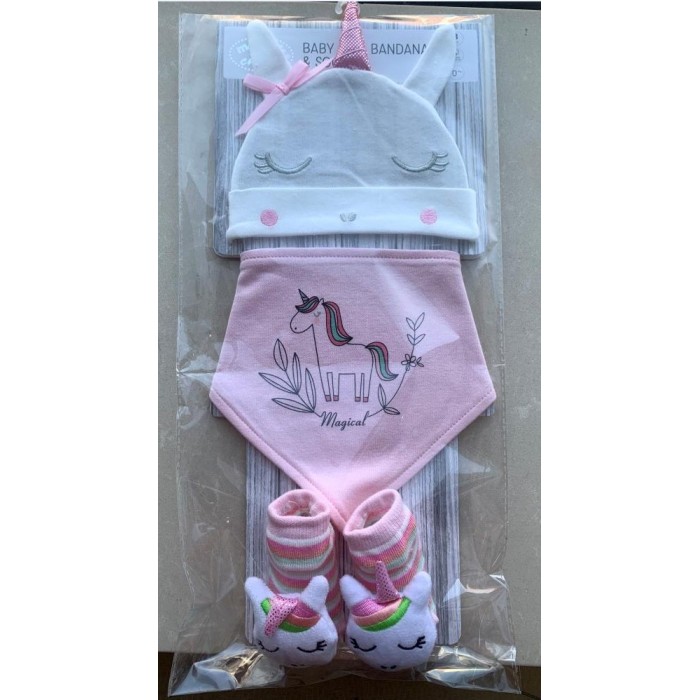 Baby Hat + Bib + Socks set