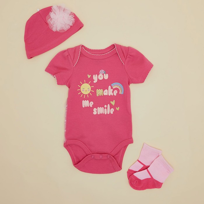 Comfort Pink Baby Bodysuit Set